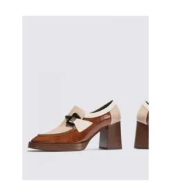 Zapato Tacón Pitillos 5484 Cuero Piedra Crema